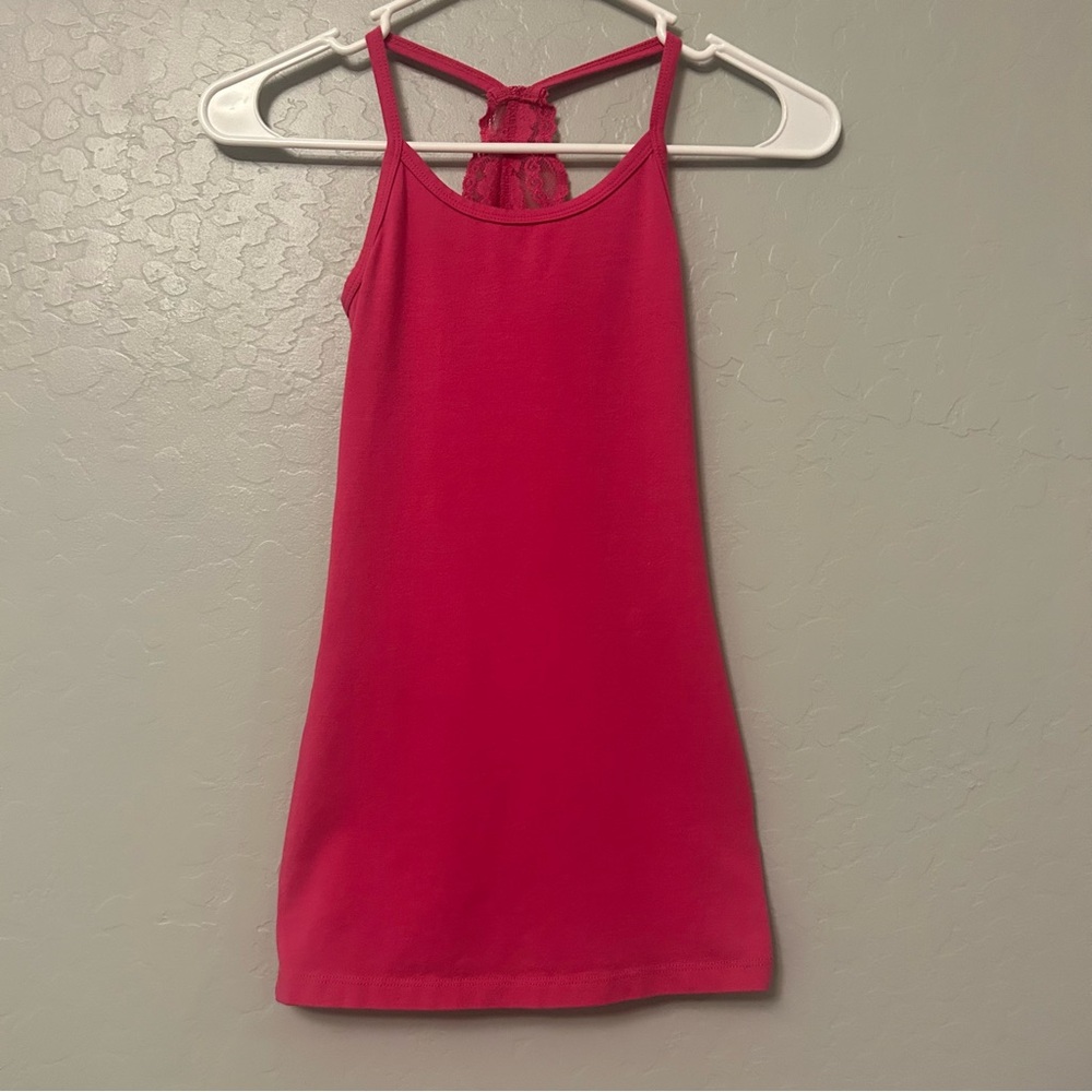 BKE hot pink racerback lace back camisole Y2K tank top size XS